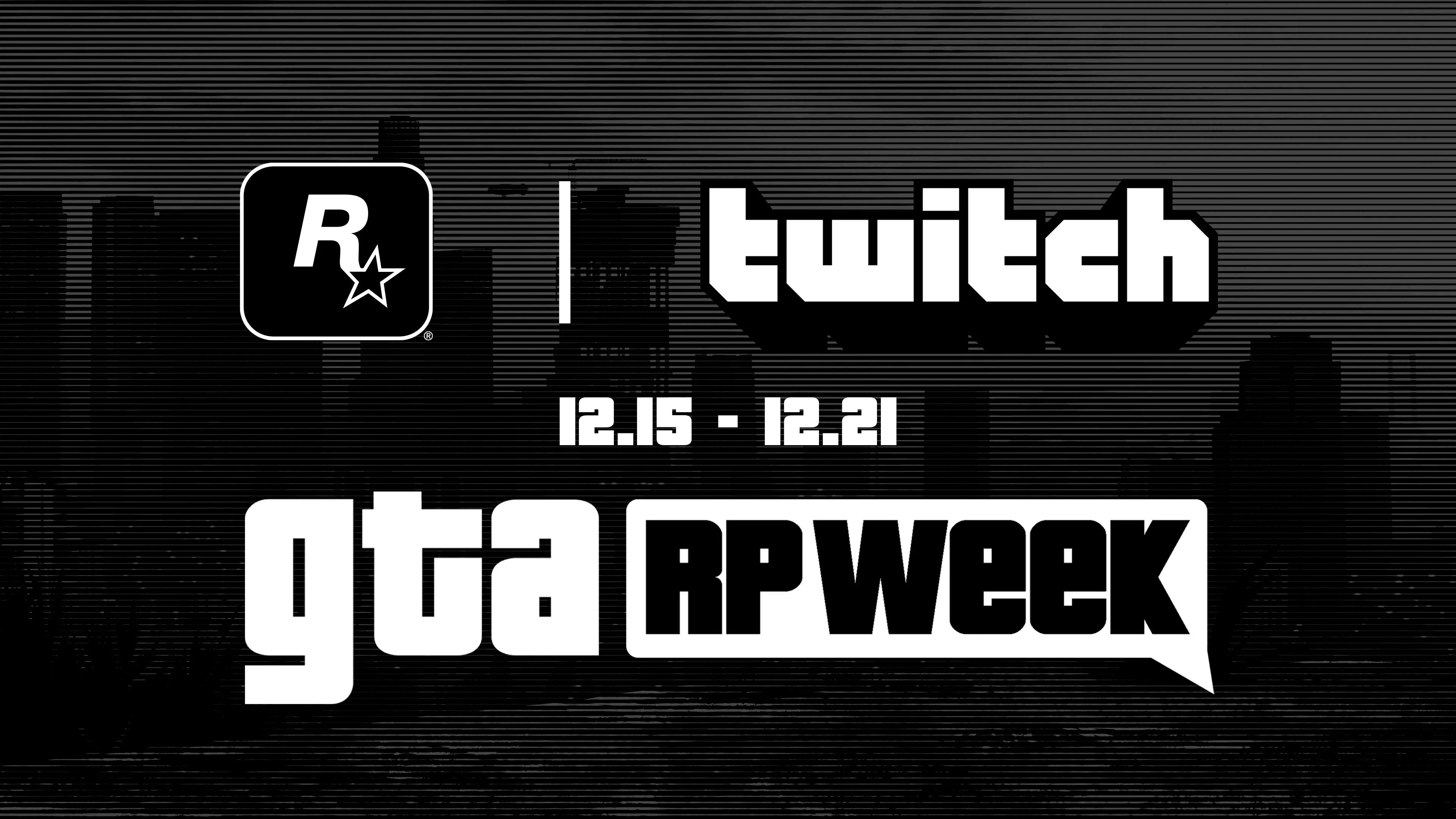 GTA RP Week poster with the Rockstar Games and Twitch logos and the dates December 15–21.